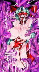 blindfold capcom clothing cum darkstalkers large_breasts morrigan_aensland ona_(artist) stockings succubus tagme tentacle tentacles