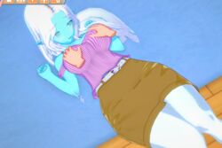 blue_skin breast_grab breasts cyana_(p.m._seymour) elf grope skirt thick thick_thighs thighs