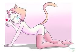 1girls cat_ears cat_tail catgirl colordrake cubedcoconut female female_only nude pearl_(steven_universe) solo steven_universe thighhighs