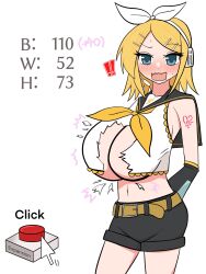 !! breast_expansion breast_growth_(enlargement) breasts female full-face_blush gigantic_breasts kagamine_rin open_mouth sequence vocaloid wavy_mouth