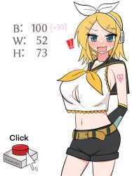 !! breast_expansion breast_growth_(enlargement) breasts female full-face_blush huge_breasts kagamine_rin sequence vocaloid wavy_mouth