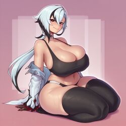 1girls 2025 ai_generated arlecchino_(genshin_impact) black_hair black_nails emotionless female genshin_impact grey_hair hi_res hoyoverse mihoyo multicolored_hair patreon_username phone rcos red_eyes room_background selfie shorts solo solo_female stomach thick_thighs thighs