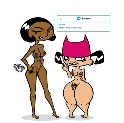 2girls big_breasts boobs_out breasts breasts_out brit_crust color digital_art digital_drawing_(artwork) digital_media_(artwork) feet female hairy_pussy hips huge_hips jaleczu my_life_as_a_teenage_robot nickelodeon nude nude_female pierced_nipples piercing piercings pussy request requested shortstack small_boobs small_breasts taller_female thick_hips thick_legs thick_thighs tiff_crust