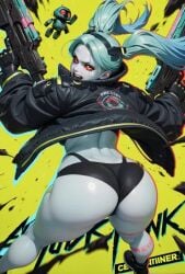 ai_generated animated cyberpunk_2077 cyborg cyborg_girl female holding_weapon huge_ass human looking_at_viewer looking_back rebecca_(edgerunners) solo sound tagme treyu2020 twerk twerking video