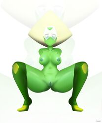 1girls blush breasts cartoonsaur female female_only peridot_(steven_universe) pussy solo spread_legs steven_universe