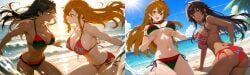 2020s 2025 2d 2girls ai_generated beach big_ass big_breasts black_choker brown_eyes brown_hair confederate-chan confederate_flag confederate_flag_bikini cross_earrings dark-skinned_female dark_skin female female_only hands_on_own_breasts jealous jealous_female jealous_look jealousy light-skinned_female light_skin long_hair looking_at_viewer looking_down open_mouth original original_character original_characters outdoors pan-african_flag pan-african_flag_bikini raceplay racist racist_woman raised_eyebrows smile soldatnr444 standing sunshine swapped_clothes switching_clothes thick_thighs