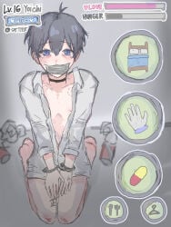 isagi_yoichi blue_lock kidnapped tied_up taped_mouth tape cuntboy bdsm humiliation twink femboy male_focus