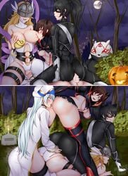 1futa 3girls all_fours anal_insertion anal_penetration angewomon angewomon_(cosplay) arched_back ass balls ballsack bar_censor bent_over black_cat_(cosplay) black_hair blake_belladonna blonde_hair blush breasts brown_hair censored clothing cosplay crossover digimon digimon_(cosplay) digimon_adventure erection faunus female footwear foursome futa_on_female futanari goblin_slayer group_sex halloween handwear harem human kill_la_kill large_breasts licking long_hair looking_back marvel mask matoi_ryuuko_(cosplay) multiple_girls open_mouth penis penis_in_vagina ponytail priestess_(goblin_slayer) reverse_gangbang ruby_rose rwby scrotum senketsu sex short_hair smooth_penis spider-man_(series) tabletknight team_rwby testicles tongue_out vaginal_insertion weiss_schnee white_hair yang_xiao_long yellow_hair zettai_ryouiki