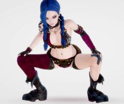 1girls 3d animated blue_hair boots bra clothed female female_only fingerless_gloves gun_belt honey_select iwillescapehere jinx_(league_of_legends) league_of_legends long_hair loop movement no_sound pale-skinned_female panties partially_clothed pink_lipstick solo twerking video white_background