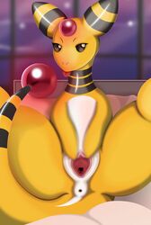 1girls 2019 absurd_res ampharos anus ass big_ass blush bodily_fluids digital_media_(artwork) eye_contact female feral flashing fur furry furry_only gaping gaping_pussy half-closed_eyes hi_res infamousrel inviting large_ass long_neck looking_at_viewer nintendo pokémon_(species) pokeandpenetrate pokemon pokemon_(species) pose presenting presenting_pussy pussy sheep solo spread_legs spread_pussy spreading stripes tail thick_thighs tongue tongue_out video_games wide_hips yellow_fur