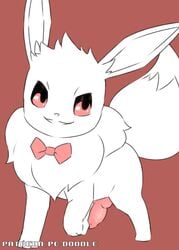 1boy 2019 animal_genitalia animal_penis bow_tie canine_penis digitigrade dipstick_tail eevee erection feral fluffy_mane furry head_tuft hi_res knot looking_aside male male_only mane monochrome multicolored_tail nintendo partially_colored patreon pc-doodle penis pink_background pink_eyes pokémon_(species) pokemon pokemon_(species) pokemon_rgby raised_paw simple_background smile solo tail text tuft url video_games watermark