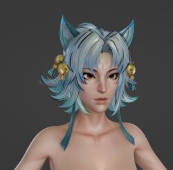 1girls 3d 3d_model 3d_render ami_han animal_ears breasts digitalhell female female_focus female_only fox_ears fox_girl grey_background marvel marvel_comics marvel_rivals medium_breasts nipples nude nude_female short_hair slim_waist t-pose thick_thighs thighhighs thighs white_fox_(marvel) white_fox_(marvel_rivals) white_hair