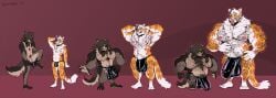 absurd_res anthro arm_hair armpit_hair balls beard belly biceps big_balls big_muscles big_penis body_hair body_size_growth brown_body brown_fur bulkybro canid canine canis chest_hair clothing coontail_hair duo facial_hair felid fluffy fluffy_tail fur genitals growth growth_sequence hair hair_growth hi_res huge_balls huge_cock huge_muscles hyper hyper_balls hyper_genitalia hyper_muscles hyper_penis latex leg_hair male male/male mammal muscle_growth muscular neck_tuft nipples orange_body orange_fur pantherine penis piercing pubes quads sequence short_stackification shortstack shortstack_male size_difference size_transformation standing striped_body striped_fur stripes tail thick_thighs thong tiger transformation tuft underwear white_body white_fur wolf