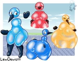 avian background bbw big_ass big_breasts blue_body breasts bubble_ass bubble_butt bubbles cleavage female huge_ass huge_breasts lewdewott nintendo overweight overweight_female red_body sutte_hakkun tag thick_thighs wide_hips yellow_body