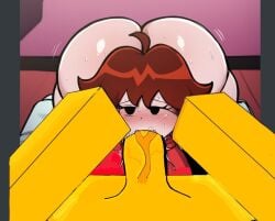 ai_assisted ai_generated auburn_hair big_ass big_butt blowjob cheating cheating_(relationship) cheating_female cheating_girlfriend face_down_ass_up friday_night_funkin girlfriend_(friday_night_funkin) huge_ass netorare ntr on_bed red_hair robloxian