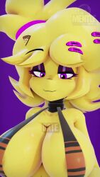 1girls 3d 9:16 animated bikini breasts chica_(cally3d) chica_(fnaf) chiku cleavage cryptiacurves dialogue five_nights_at_freddy's fredina's_nightclub gigantic_breasts joke looking_at_viewer mentlexd shorter_than_10_seconds solo sound tagme vertical_video video yellow_body