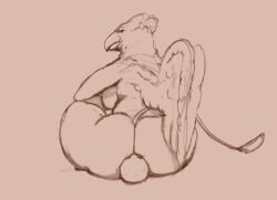 ass avian avian_wings beak big_breasts big_butt bodily_fluids breasts doctordj domination facesitting feathers female female_domination gryphon hi_res human looking_back male mammal straight sweat thick_thighs wings