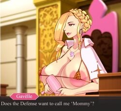1girls 2026 2d ace_attorney ace_attorney_investigations:_prosecutor's_gambit alternate_breast_size alternate_version_available asymmetrical_bangs barely_clothed beauty_mark beauty_mark_on_breasts big_lips bikini bikini_top bimbo bimbo_body bimbo_lips bimbo_magatama bimbofication bimbofied blonde_female blonde_hair bra braid braided_hair breasts brown_eyes capcom cape capelet character_name cleavage clothed clothed_female courtroom dialogue dialogue_box earrings edited_official_artwork english english_text eyelashes eyeliner female female_only full_lips game_screenshot_background gavel gyakuten_kenji_2 gyakuten_saiban hair_over_one_eye hakari_mikagami heart-shaped_pupils hi_res high_resolution highres hoop_earrings hoop_rings huge_areolae huge_breasts human human_only judge karfound large_areolae leopard_print leopard_print_bikini leopard_print_bra light-skinned_female light_skin lipstick long_bangs magatama magatama_necklace makeup micro_bikini micro_bikini_top micro_bra milf mole mole_on_breast mommy necklace open_eyes pink_lips pink_lipstick shiny_skin smooth_skin solo text text_box thick_lips thin_eyebrows top_heavy upper_body verity_gavelle white_cape white_capelet