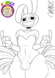 big_balls bulge femboy glitch_productions jax_(dancer_outfit) jax_(the_amazing_digital_circus) male rabbit sketch tagme the_amazing_digital_circus thick_thighs zaicomaster14