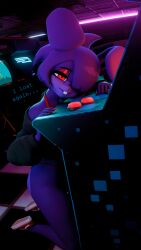 3d ass bikini bonfie bonfie_(cryptia) bonnie_(fnaf) bra clothing dialogue five_nights_at_freddy's fredina's_nightclub micro_bikini panties rabbit randomstuff red_eyes solo thick_thighs thighs type_09