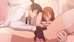 2boys angel angel_devil_(chainsaw_man) animated chainsaw_man erect_penis erection femboy feminine_male fingering fingering_ass fingering_partner gay gay_male halo hayakawa_aki lingerie loop luckylui male_only penis red_hair testicles thighhighs thighs wings yaoi