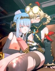 1futa 2girls 3d animated beanie big_penis blender_(software) blue_eyes blue_hair blush breasts circumcised clothed exposed_breasts futa_with_female futanari genshin_impact girlcock handjob hat hoyoverse ineffa_(genshin_impact) jahoda_(genshin_impact) loop looping_animation masturbating_other masturbation mihoyo nipples no_sound nude_female on_couch pants_aside passengerlamp penis prosthetic prosthetic_arm robot robot_girl robot_humanoid shorter_than_10_seconds side_by_side sitting small_breasts tagme thighhighs thighs trans_woman uncensored vertical_video video