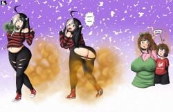 anus big_ass big_breasts breasts breasts_hang brown_hair burp burp_bubbles burp_cloud burp_fetish burping burpy_chan chubby chubby_female fart fart_cloud fart_fetish farting farting_on_another farty_chan female funlitogc gassychan_(artist) gina_(funlitogc) green_eyes huge_ass huge_breasts large_ass large_breasts leti multicolored_hair overweight overweight_female pussy ripped_clothing ripped_pants sweatdrop
