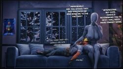 3d alternate_version_available clothed_male couch_sitting faceless_character faceless_female female female/male head_on_lap high_resolution inminent_sex landscape male maxsterbrge monster_girl muscular_female nude_female resting_on_partner robot robot_girl snow sofa taller_female text thinking tired widescreen