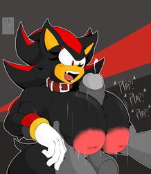 absurd_res anthro big_breasts bodily_fluids breasts collar duo eulipotyphlan female foreskin genderswap genital_fluids hedgehog hi_res huge_breasts humanoid_penis inverted_nipples male mammal mklancer00 muscular muscular_female nipples paizuri penis precum rule_63 sex shadow_the_hedgehog solo_focus sonic_(series) straight titjob