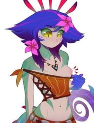 1girls abs breasts evehly green_sclera league_of_legends neeko nipples riot_games small_breasts source_request