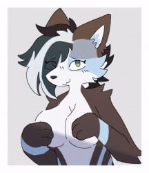 1girls 2025 :3 animated animated_gif anthro blue_nipples blue_tongue blush breasts brown_fur closed_eyes cute exposing exposing_breasts female female_anthro female_only furry furry_female furry_only gif hair_over_one_eye millislushi multicolored_fur nipples nude solo striped_fur tagme tongue tongue_out white_countershading white_fur