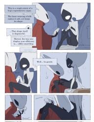 2025 anthro arthropod bedroom between_legs biped black_body black_eyes blush blush_lines bodily_fluids border bottomless bottomless_female bottomless_humanoid breath cloak clothed clothing comic cunnilingus detailed_background dialogue digital_drawing_(artwork) digital_media_(artwork) dildo dildo_lick duo empty_eyes english_text eye_contact female female/female female_anthro female_humanoid genitals hi_res hollow_knight:_silksong hollow_knight_(franchise) hornet_(hollow_knight) humanoid humanoid_on_anthro inside justdog lace_(hollow_knight:_silksong) licking looking_at_another looking_at_partner mouthless onomatopoeia oral red_cloak red_clothing saliva_on_dildo sex sex_toy sitting sound_effects speech_bubble sweat sweatdrop talking_to_another talking_to_partner team_cherry text tongue vaginal_penetration vulva white_body white_border white_eyes
