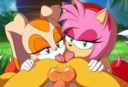 2girls ai ai_generated amy_rose analingus ass balls cream_the_rabbit double_rimjob female_rimming_male glazen glazinbuns partial_male rimjob rimming sonic_(series) tails tails_the_fox tongue tongue_in_anus