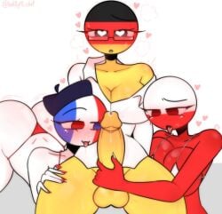 1dickgirl 1futa 2female 2girls among_us_reference artist_name artist_signature big_ass big_breasts bikini blush blushing_at_viewer clothing countryhumans countryhumans_girl dickgirl female france_(countryhumans) futa_on_female futa_with_female futanari germany_(countryhumans) glasses hand_on_dick hand_on_penis hand_on_thigh heart-shaped_pupils hearts_around_head jerking_off_another jerking_penis jerkingoff_another kak0yt0_chel licking_cum licking_semen looking_at_viewer nervous_female nervous_futa poland_(countryhumans) red_bikini red_skin tongue_out white_bikini white_skin wiggling_ass yellow_cock yellow_dick yellow_penis yellow_skin