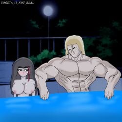 1boy 1girl1boy 1girls big_booba big_breasts blonde_male blushing_female brunette_female discord_source fanart friedrich_(gogeta_is_not_real) german_female german_male germany_(what_if_animation) gogeta_is_not_real greta_(what_if_animation) moon national_personification night oc original pink_nipples pool red_hair_stripe what_if_animation_(artist)