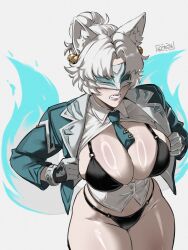 1girls ami_han angry angry_face animal_ears black_bra black_underwear bra breasts breasts_out female female_focus female_only fox_ears fox_girl fox_tail glowing glowing_tail gybeth hips hips_wider_than_shoulders huge_breasts large_breasts looking_at_viewer marvel marvel_comics marvel_rivals shiny shiny_skin solo solo_female solo_focus tail thick thick_legs thick_thighs thighhighs thighs underwear undressing undressing_self white_background white_fox_(marvel) white_fox_(marvel_rivals) white_hair wide_hips