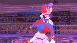 2girls 3d 3d_(artwork) arena ass backboob big_ass big_breasts big_butt blockyobjectawesomer boxing boxing_gloves boxing_ring bra breasts brown_hair catfight fat_ass female_focus female_only fight fighting fighting_ring flexing flexing_bicep glitch_productions height_difference huge_ass huge_breasts kabalmystic_(style) large_ass large_breasts lingerie looking_back panties pomni_(the_amazing_digital_circus) purple_boxing_gloves purple_gloves ragatha_(the_amazing_digital_circus) red_boxing_gloves red_gloves red_hair ryona short_hair sideboob sitting_up size_difference taunting the_amazing_digital_circus thick thick_ass thick_thighs thighhighs thighs thong wide_hips