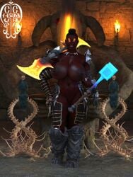 3_fingers 3d_render alien alien_girl alien_humanoid armor ben_10 bracers breasts chupacabra_(artist) earrings gauntlets greaves holding_weapon huge_breasts looking_at_viewer looma_red_wind multi_eye multi_limb muscular_female nipples red_body red_skin self_upload shoulder_armor tagme tetramand thick_thighs weapon