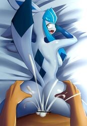 2019 absurd_res anthro anthrofied blue_body blue_eyes blue_fur bodily_fluids breasts censored cum cum_in_pussy cum_inside duo eeveelution faceless_male female fur genital_fluids glaceon hi_res human looking_at_viewer male male_human/female_anthro male_human/female_pokemon nintendo nude open_mouth penetration penis pokémon_(species) pokémorph pokemon sex solo_focus straight umisag85rabb99 vaginal_penetration video_games