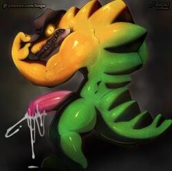 alligator alligatorid anthro big_penis blood blood_in_mouth blood_on_mouth bodily_fluids candy clothing color cowboy_hat creepy creepy_face crocodilian cum cum_drip cum_on_ground cum_on_penis dessert dripping ejaculation erection evil_gummigoo_(tadc) food food_creature genital_fluids genitals glistening glistening_body glitch_productions glowing glowing_eyes gummigoo_(the_amazing_digital_circus) hand_on_hat hat hat_only headgear headgear_only headwear headwear_only hi_res hjsakldfhl_(tadc) living_candy looking_at_viewer looking_back male male_focus male_only mostly_nude multicolored_body muscular muscular_anthro muscular_male nsfbagu nude penis plantigrade pupils reptile scalie scary shaded sharp_teeth showing_teeth slit_pupils snarling solo spikes spikes_(anatomy) standing tail teeth the_amazing_digital_circus thick_penis twitter_link watermark yellow_eyes
