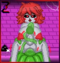 1futa 4monsters anal anal_sex balls big_breasts big_penis black_eyes blush breasts eyes_in_darkness futa_only futanari hiding holding holding_legs hole_in_wall moldsmal nipples panicking penis penis_in_slime pixel_art player_(underplayer) red_eyes red_hair red_nipples running_away self_upload sitting sitting_on_top slime slime_in_ass slime_in_pussy slime_monster slime_sex slime_tentacle smirking spider_web sweat sweatdrop tentacle tentacle_sex underplayer undertale undertale_(series) undertale_au vaginal_penetration vaginal_sex watching watching_sex zixy