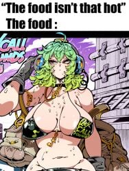 1girls big_breasts bikini english_text fair-skinned_female fair_skin green_hair hot_female indie_virtual_youtuber indie_vtuber meme meme_reference reycall_sounds round_breasts solo_female solo_focus sweaty sweaty_body sweaty_thighs text text_on_clothing twitter_link voluptuous voluptuous_female