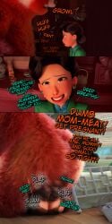 1futa 1girls 2d 2d_(artwork) 3d anthro anthro_penetrating asian asian_female ass balls balls_deep ballsack begging bubble_butt clothing comic dialogue earrings english_text femsub forced futa_on_female futadom futanari high_resolution highres impregnation incest instant_loss_2koma large_ass larger_anthro mating_press mei_lee milf ming_lee mother mother_and_daughter nervous panda pixar rape rebelrock ripped_pantyhose size_difference struggling sweat testicles thrusting turning_red
