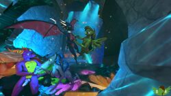 2boys 2girls activision anthro aquaphilia breath_holding breathhold bubbles commission crossover crystal cynder delta_hooves deltahooves dragon dragoness female freediving friendship_is_magic glowing hasbro male mare my_little_pony nude nudity original_character pony ruins sfm source_filmmaker spyro spyro_the_dragon swimming temple the_legend_of_spyro underwater worried