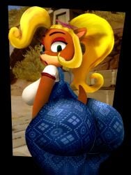 1girls backview bandicoot big_ass big_butt blonde_hair bubble_ass bubble_butt coco_bandicoot crabtopus crash_(series) fat_ass female female_only furry furry_only huge_ass huge_butt meme_attire solo solo_female thick_thighs wide_hips