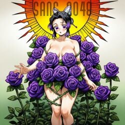 ai_generated cleavage curvaceous curvy curvy_figure demon_slayer female female_only ideal kimetsu_no_yaiba kochou_shinobu naked naked_female nude nude_female perfect_ass perfect_body perfect_boobs perfect_legs purple_eyes purple_hair purple_rose rose sans_2048 sex shinobu_kocho standing