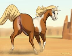 1girls 2019 american_paint_horse animal_genitalia animal_pussy anus ass crotchboobs dreamworks equid equine equine_pussy female female_only feral furry hooves horse looking_at_viewer mammal mare mercurial64 pussy rain_(cimarron) signature smile solo spirit:_stallion_of_the_cimarron