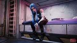 blue_hair blue_lipstick borderlands borderlands_3 maya_(borderlands) maya_the_siren nippycattstudio tattoo