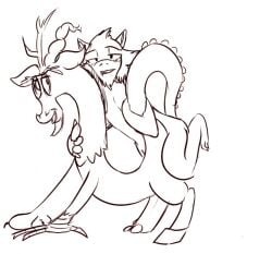 anal crossover discord_(mlp) draconequus feral fur furry gay hasbro jackal jackalman male mlp mlp_g4 my_little_pony no_color sketch thundercats yaoi