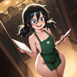 ai_generated akumai apron big_ass bottom_heavy embarrassed huge_ass kuroki_tomoko nervous nervous_smile thick_thighs thighs twintails watashi_ga_motenai_no_wa_dou_kangaetemo_omaera_ga_warui! wide_hips